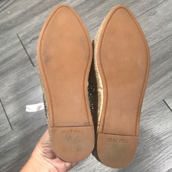 Miu Miu Silver Glitter Metallic Espadrille Sneakers      size 6 - Picture 8 of 10